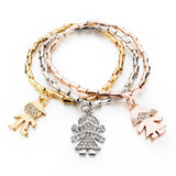 retro girls boy pendant silver rose gold filled bracelets