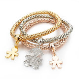 Bangles 3 Pcs Multilayer Charm Gold Bracelet Silver Chain