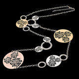 Long Statement Necklace Real Gold Silver Plated Round Flower