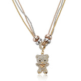 Long Necklace Crystal Bear Pendant Necklace