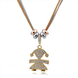 Long Necklace Crystal Bear Pendant Necklace