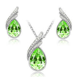 Silver Plated Rhinestone Necklace Earrings Crystal Set