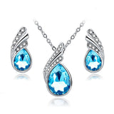 Silver Plated Rhinestone Necklace Earrings Crystal Set