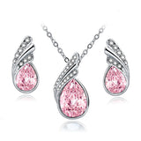 Silver Plated Rhinestone Necklace Earrings Crystal Set