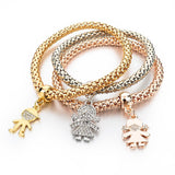 Bangles 3 Pcs Multilayer Charm Gold Bracelet Silver Chain