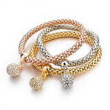 Bangles 3 Pcs Multilayer Charm Gold Bracelet Silver Chain