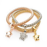 Bangles 3 Pcs Multilayer Charm Gold Bracelet Silver Chain