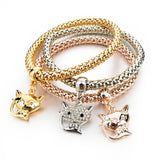 Bangles 3 Pcs Multilayer Charm Gold Bracelet Silver Chain